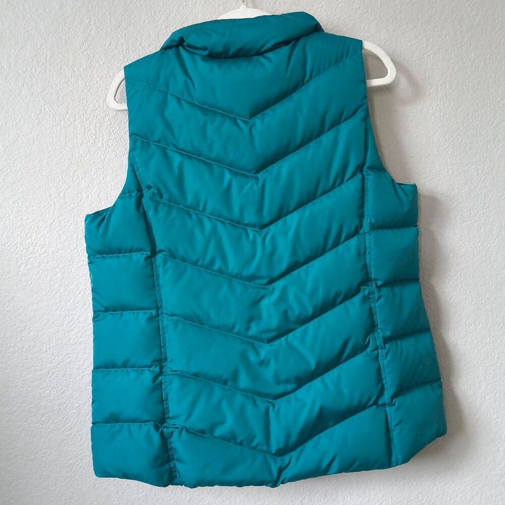 Lands' End Women's Chevron Down Puffer Vest Teal Blue Size Medium M Gorpcore - Picture 2 of 5